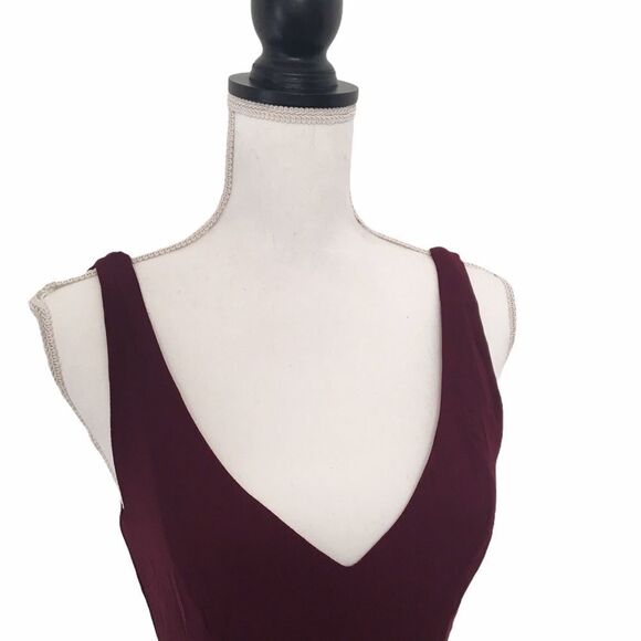 Show Me Your MuMu Jenn Maxi Dress Merlot Dark Red Chiffon Sleeveless Size Small - Picture 4 of 11